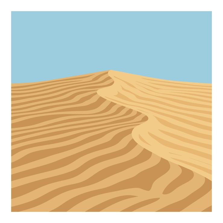 Vector paisaje de dunas de arena con ilustración vectorial de cielo azul en el entorno desértico escena natural