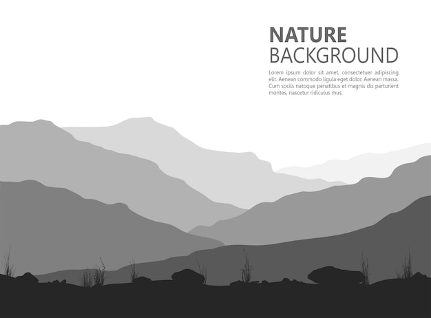 Vector paisaje con enormes montañas