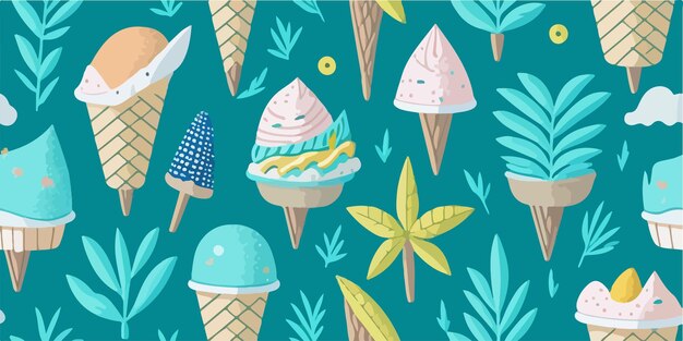 Un paisaje de ensueño cremoso que infunde patrones con el capricho del helado