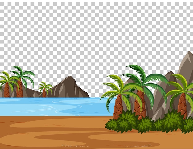 Vector paisaje de escena de parque natural en blanco sobre fondo transparente