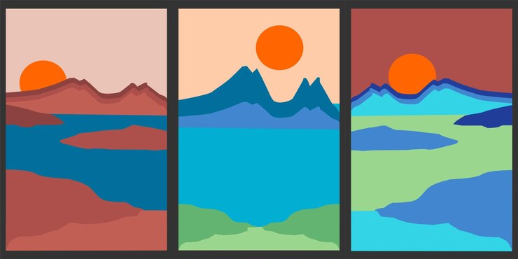 Paisaje estético bohemio bohemio dibujado a mano