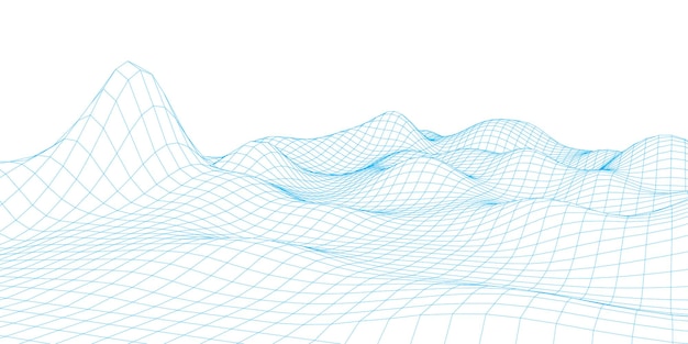 Paisaje de estructura metálica de montaña vectorial Tecnología terreno poligonal Fondo futurista