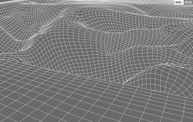 Paisaje de estructura metálica sobre fondo blanco Fondo de tecnología de vector geométrico abstracto Fondo digital de vector 3d
