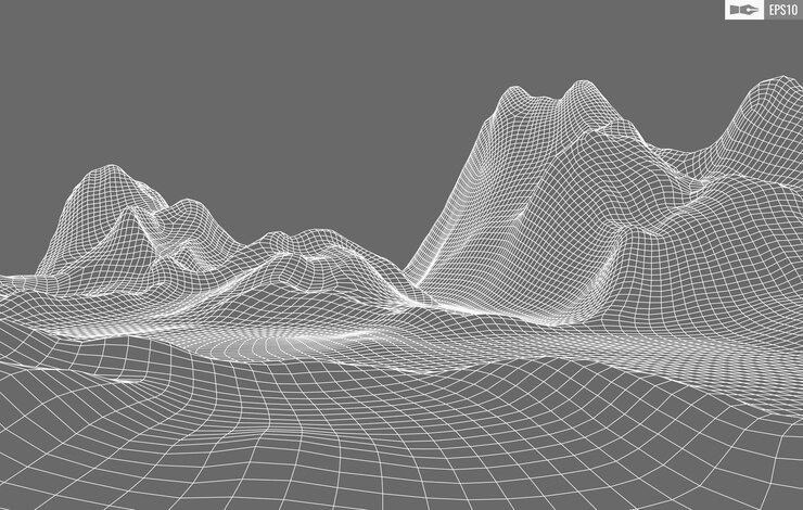 Vector paisaje de estructura metálica sobre fondo blanco fondo de tecnología de vector geométrico abstracto fondo digital de vector 3d