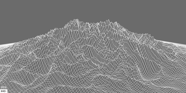 Paisaje de estructura metálica sobre fondo blanco Fondo de tecnología de vector geométrico abstracto Fondo digital de vector 3d