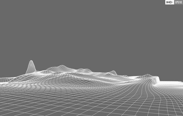 Paisaje de estructura metálica sobre fondo blanco Fondo de tecnología de vector geométrico abstracto Fondo digital de vector 3d