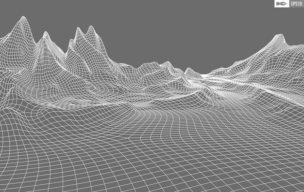 Paisaje de estructura metálica sobre fondo blanco Fondo de tecnología de vector geométrico abstracto Fondo digital de vector 3d