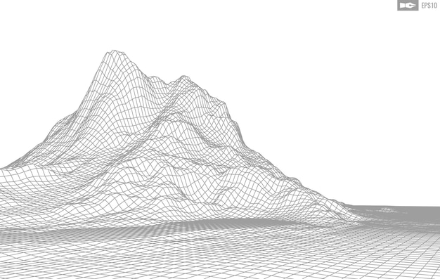 Paisaje de estructura metálica sobre fondo blanco Fondo de tecnología de vector geométrico abstracto Fondo digital de vector 3d