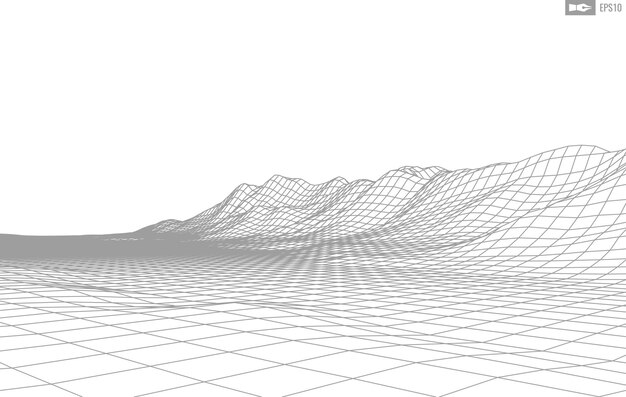 Paisaje de estructura metálica sobre fondo blanco Fondo de tecnología de vector geométrico abstracto Fondo digital de vector 3d
