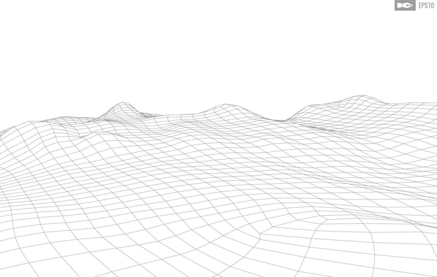 Paisaje de estructura metálica sobre fondo blanco Fondo de tecnología de vector geométrico abstracto Fondo digital de vector 3d