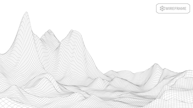 Paisaje de estructura metálica sobre fondo blanco Fondo de tecnología de vector geométrico abstracto Fondo digital de vector 3d