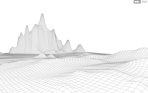 Paisaje de estructura metálica sobre fondo blanco Fondo de tecnología de vector geométrico abstracto Fondo digital de vector 3d
