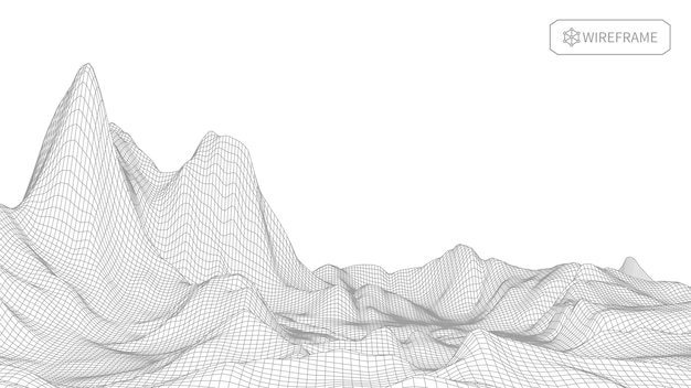 Paisaje de estructura metálica sobre fondo blanco Fondo de tecnología de vector geométrico abstracto Fondo digital de vector 3d