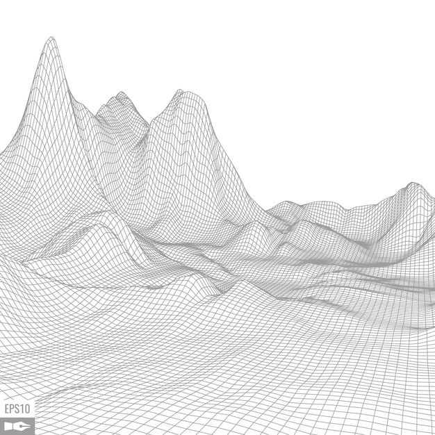 Paisaje de estructura metálica sobre fondo blanco Fondo de tecnología de vector geométrico abstracto Fondo digital de vector 3d