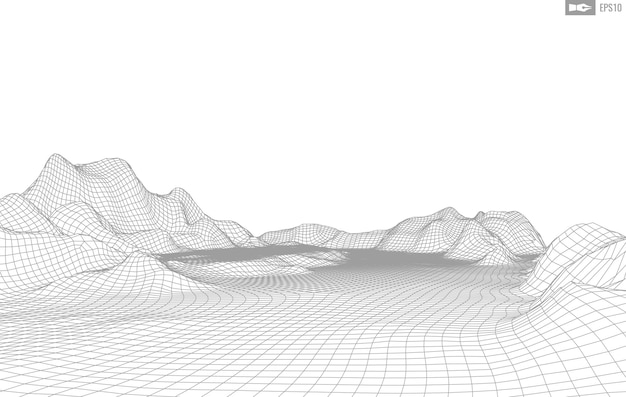 Paisaje de estructura metálica sobre fondo blanco Fondo de tecnología de vector geométrico abstracto Fondo digital de vector 3d