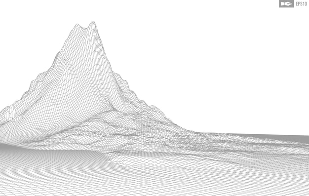Paisaje de estructura metálica sobre fondo blanco Fondo de tecnología de vector geométrico abstracto Fondo digital de vector 3d