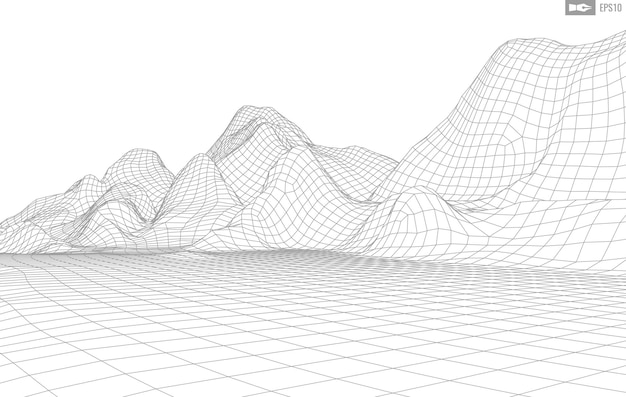 Paisaje de estructura metálica sobre fondo blanco Fondo de tecnología de vector geométrico abstracto Fondo digital de vector 3d