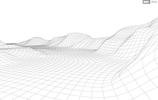 Paisaje de estructura metálica sobre fondo blanco Fondo de tecnología de vector geométrico abstracto Fondo digital de vector 3d