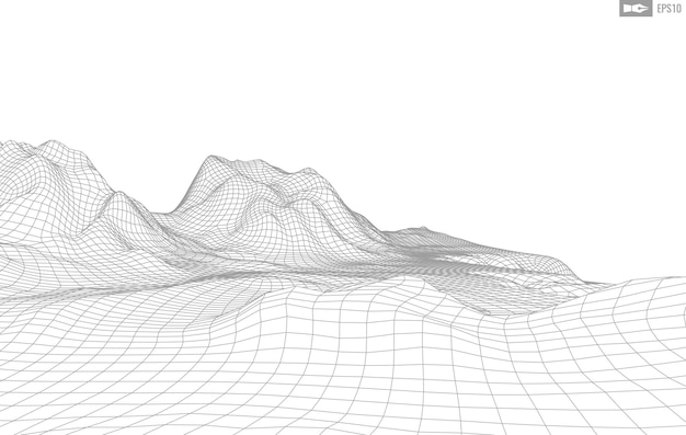 Paisaje de estructura metálica sobre fondo blanco Fondo de tecnología de vector geométrico abstracto Fondo digital de vector 3d