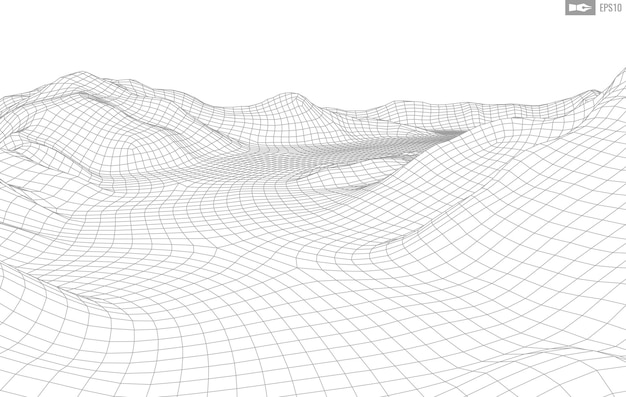 Paisaje de estructura metálica sobre fondo blanco Fondo de tecnología de vector geométrico abstracto Fondo digital de vector 3d