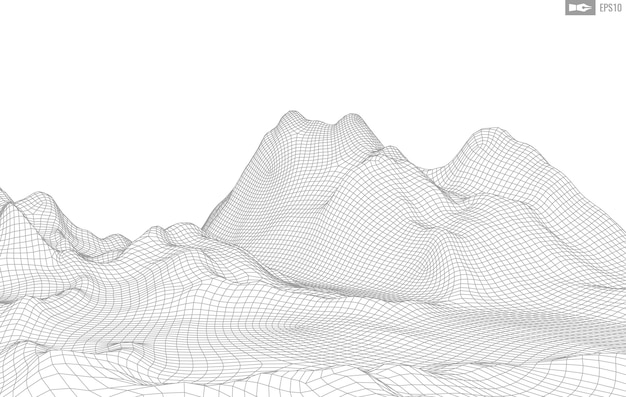 Paisaje de estructura metálica sobre fondo blanco Fondo de tecnología de vector geométrico abstracto Fondo digital de vector 3d