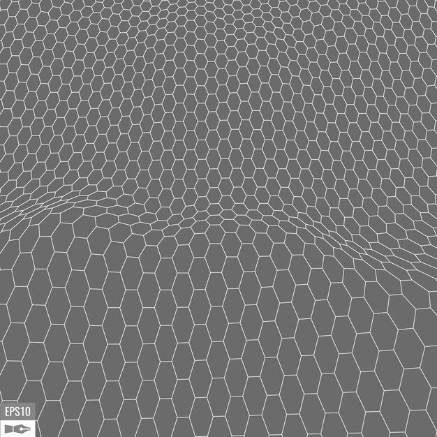 Paisaje de estructura metálica sobre fondo blanco Fondo de tecnología de vector geométrico abstracto Fondo digital de vector 3d