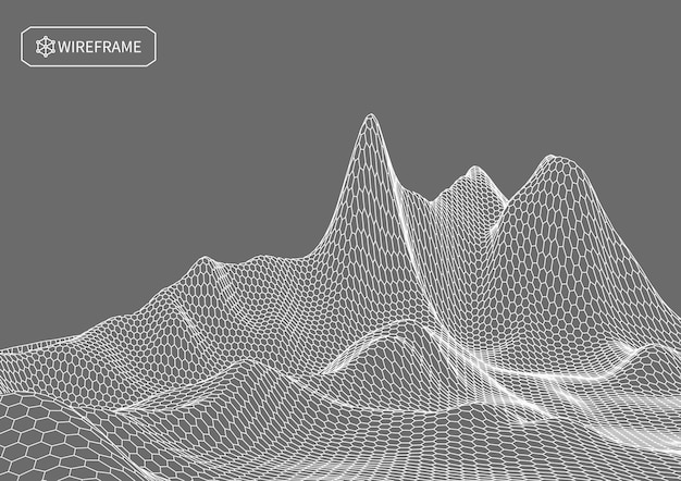 Paisaje de estructura metálica sobre fondo blanco Fondo de tecnología de vector geométrico abstracto Fondo digital de vector 3d