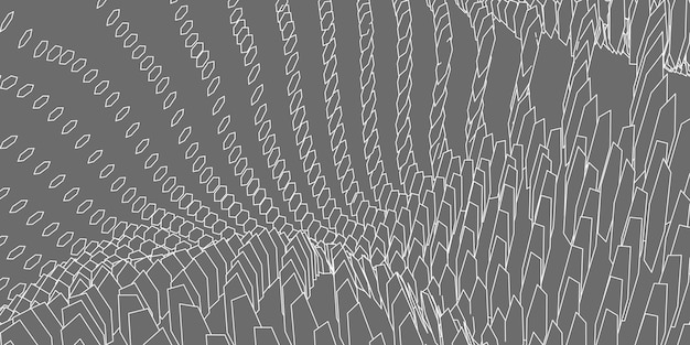 Paisaje de estructura metálica sobre fondo blanco Fondo de tecnología de vector geométrico abstracto Fondo digital de vector 3d