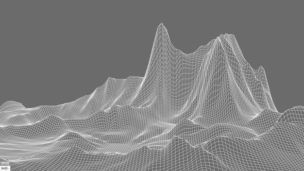 Paisaje de estructura metálica sobre fondo blanco Fondo de tecnología de vector geométrico abstracto Fondo digital de vector 3d