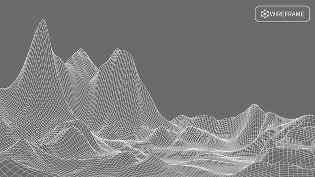 Paisaje de estructura metálica sobre fondo blanco Fondo de tecnología de vector geométrico abstracto Fondo digital de vector 3d