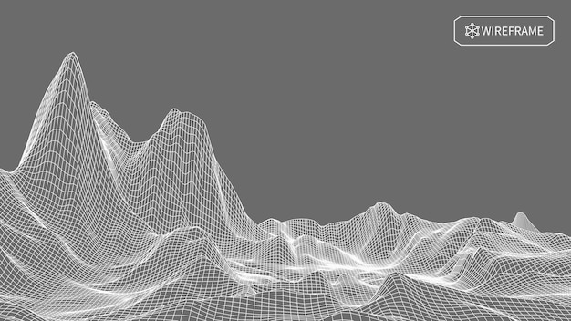 Paisaje de estructura metálica sobre fondo blanco Fondo de tecnología de vector geométrico abstracto Fondo digital de vector 3d