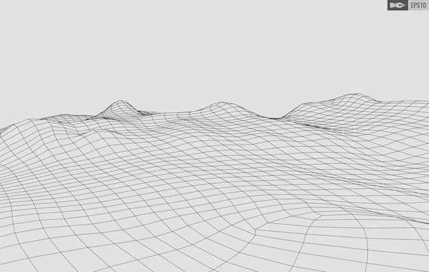 Paisaje de estructura metálica sobre fondo blanco Fondo de tecnología de vector geométrico abstracto Fondo digital de vector 3d