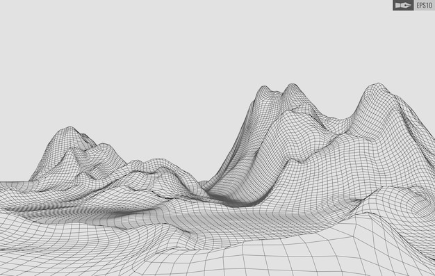 Paisaje de estructura metálica sobre fondo blanco Fondo de tecnología de vector geométrico abstracto Fondo digital de vector 3d