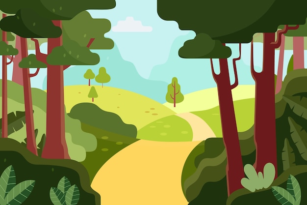 Vector paisaje forestal dibujado a mano