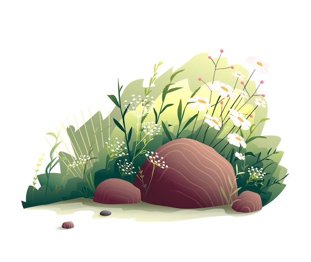 Paisaje forestal de fantasía con flores