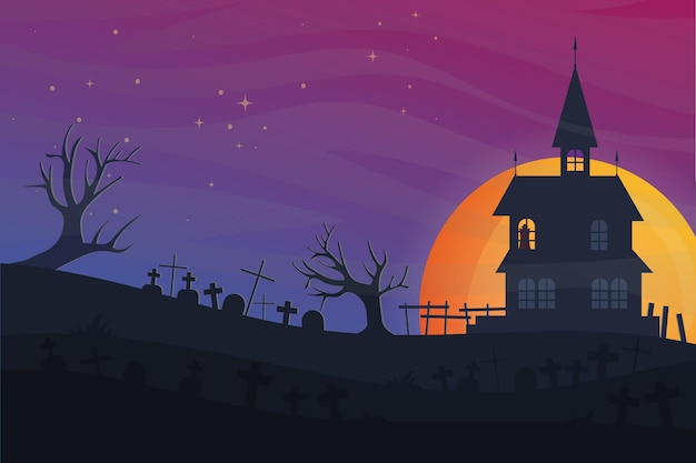 Paisaje de Halloween Vectores Ilustraciones