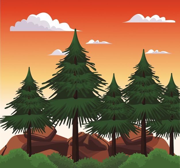 Vector paisaje hermoso paisaje de dibujos animados