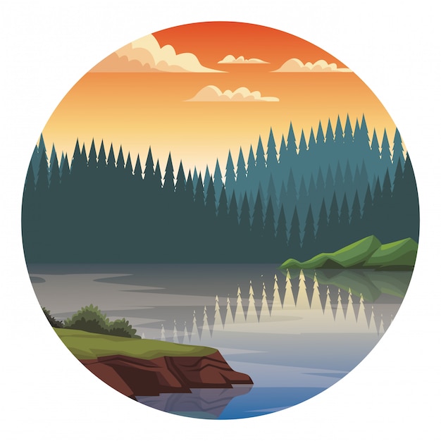 Vector paisaje hermoso paisaje