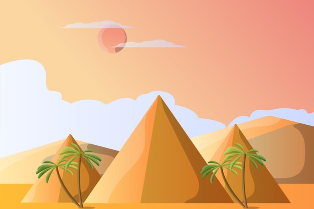 Vector paisaje de ilustración de pirámide para una atracción turística.