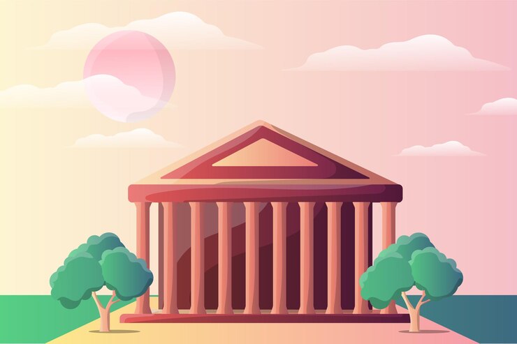 Vector paisaje de ilustración del templo del panteón para una atracción turística
