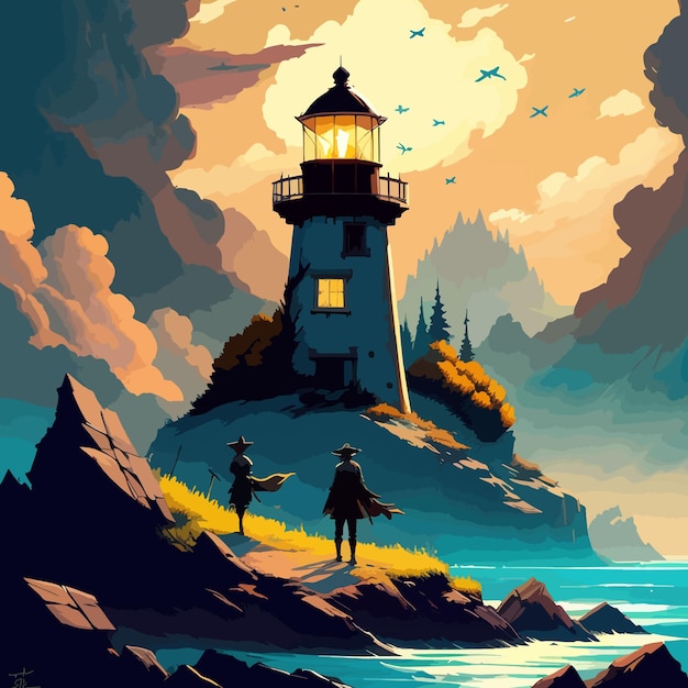 Paisaje de ilustración de vector de casa blanca