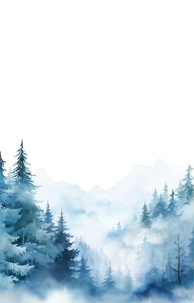 Paisaje de invierno con árboles y copos de nieve