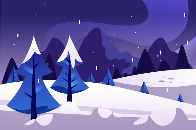 Vector paisaje de invierno degradado