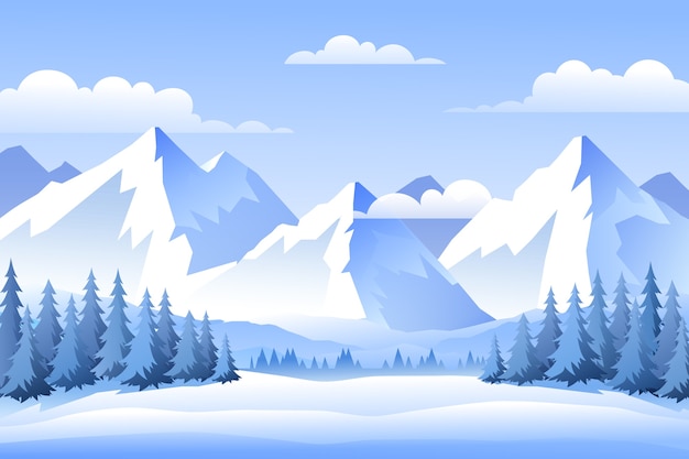 Vector paisaje de invierno degradado