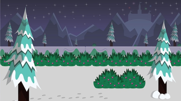 Vector paisaje de invierno en diseño plano