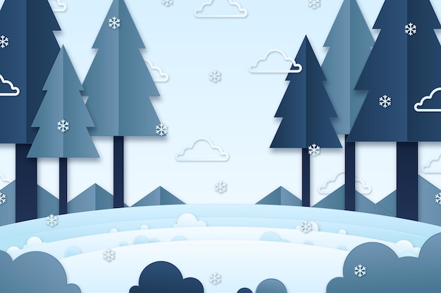 Paisaje de invierno estilo papel