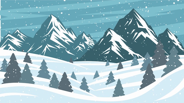 Paisaje de invierno, fondo de Navidad y Año Nuevo Ilustración vectorial
