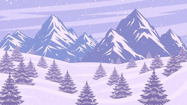 Paisaje de invierno, fondo de Navidad y Año Nuevo Ilustración vectorial