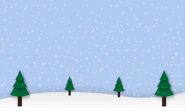 Paisaje de invierno de Navidad con ilustración de Vector de copo de nieve