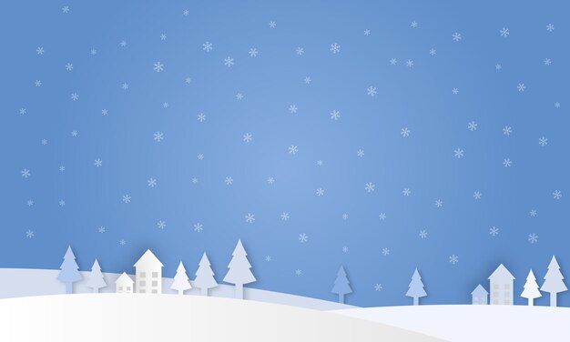 Paisaje de invierno de Navidad con ilustración de Vector de copo de nieve